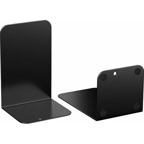 Svarta 2-pack, 19,5x13,6x10,5cm Bokstöd, Bokstöd i metall för tunga böcker