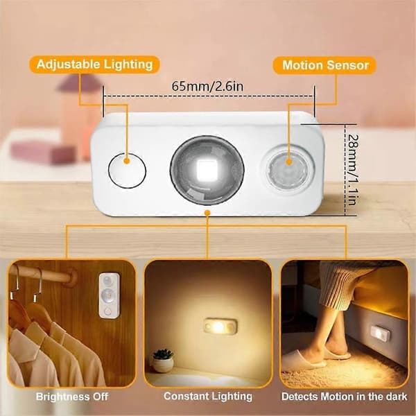 Kropssensorlys Genopladelig LED Natlampe til Stue Positive White Light