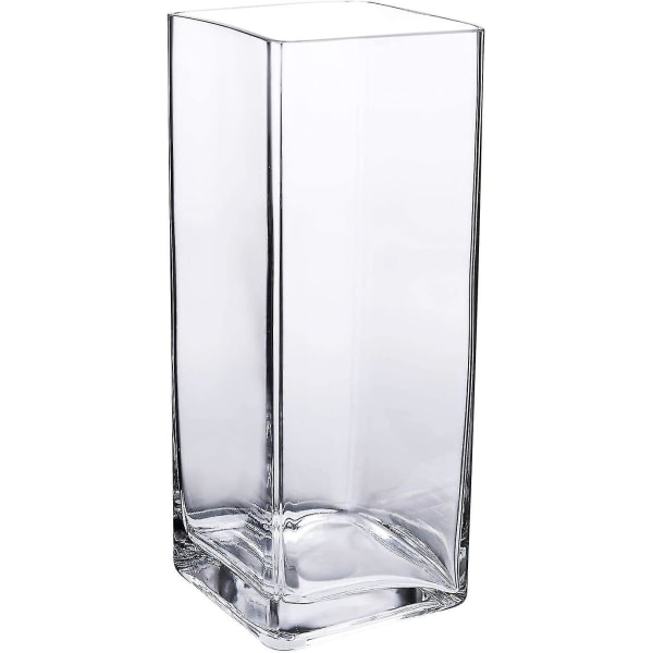 Høy firkantet vase Dekorativ hjemmedekorativ blomsterglassvase Bryllupsbord midtpunkter(4"4"10")