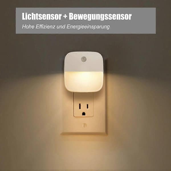 3-pack LED Night Light Socket Warm White with Motion Detector and Dusk Sensor for Stairs, Bedroom, Hallway