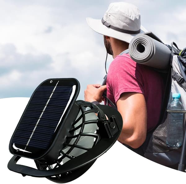 Solar Hatteventilator | Lille Bærbar Ventilator | Kompakt Elektrisk Køleenhed til Camping, Vandreture, Tilbehør til Varmt Vejr