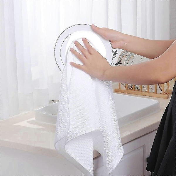 Sæt med 6 bløde og absorberende køkkenhåndklæder, holdbare rengøringsklude til hverdagsbrug White 34*73cm