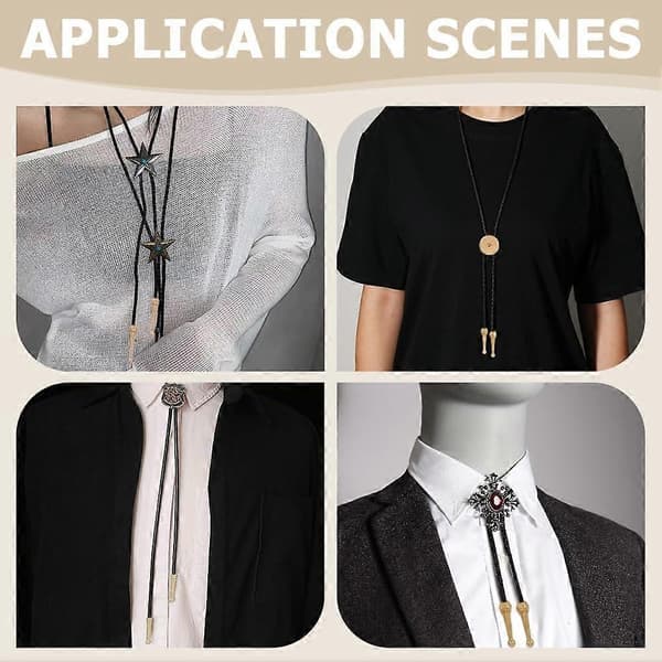 Bolo Tie Finding Kit, Silver Bolo Tie Tip Buckle Replacement with Cord End 3Pcs Round Slides Pack 3 Strands Nylon Cord A Gold