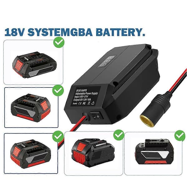 Til Bosch 18V batteri, 18V til 12V Power Wheels batteriadapter, Step Down Converter Regulator Black