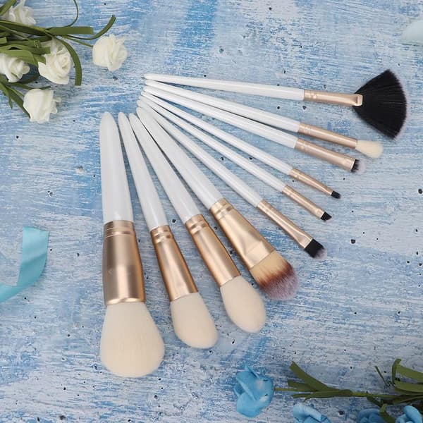 10 stk. Bærbare Foundation & Øjenskygge Makeupbørster