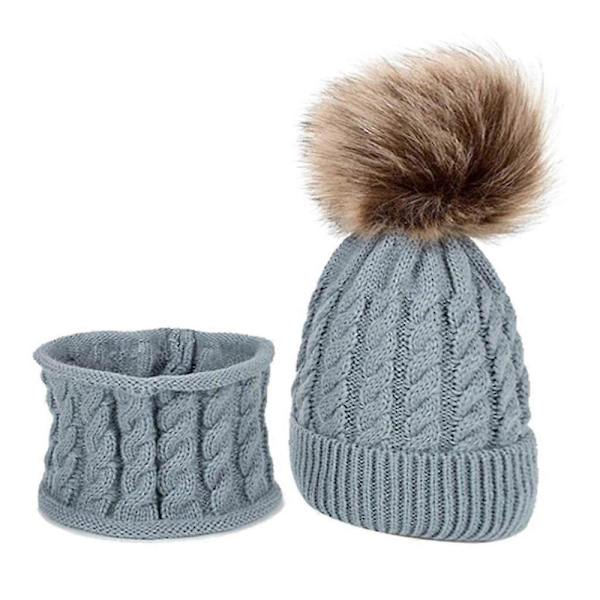 Luer for gutter og jenter, strikket lue Gray