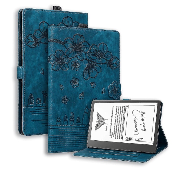 Sakura Cat-lærveske for Amazon Kindle Scribe 10.2 2022 Blue