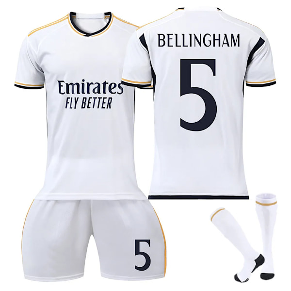 2023-2024 Real Madrid Home Børnefodboldtrøje nr. 5 Bellingham 20 Komfortabel 20