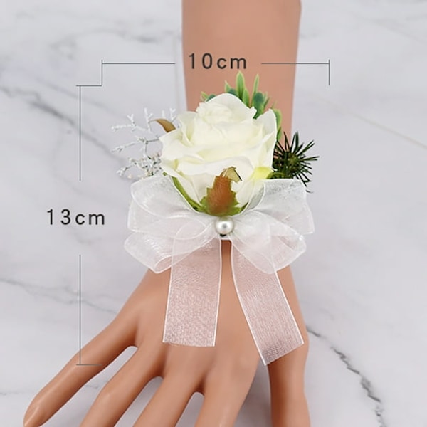 Kunstige Corsage Håndledsblomster Bryllupsblomster Tilbehør Til Brudgomme Brude Brudgomme Brudepiger