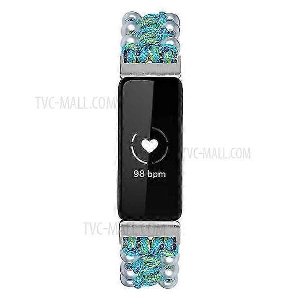 Justerbart flätat nylonband kompatibelt med Fitbit Inspire 2 armband Blue