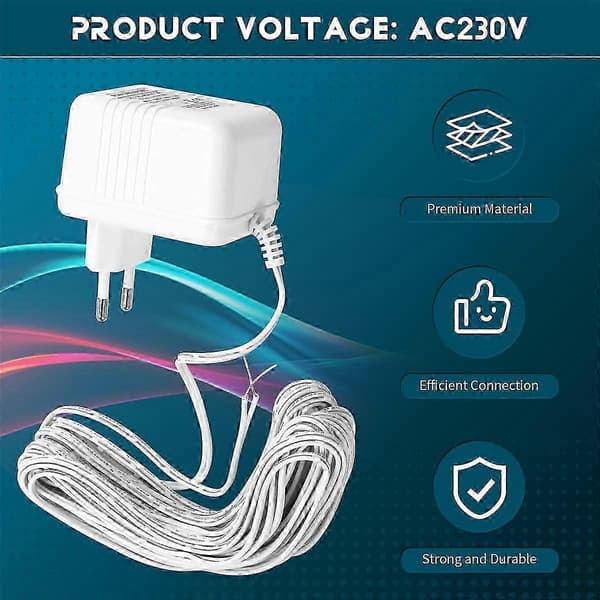 24V ringeklokketransformatoradapter for videoringeklokker EU-PLUGG Blanc