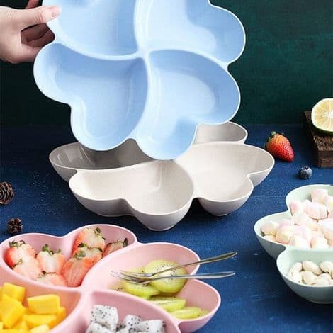 Delt brett, seksjonert snackbrett, dessertbrett, gjenbrukbart plastbrett, rundt krydderbrett