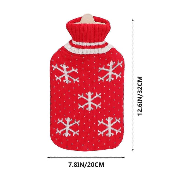 Vandfyldt håndtaske 2000ml Varmeisolering Rektangulær Rød Til Vintergave 2 Sæt Red 32X20CM