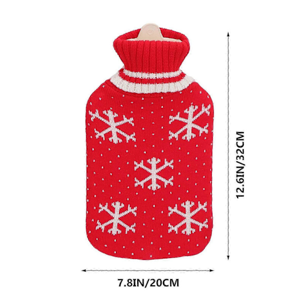 Vannfylt Håndveske 2000ml Varmeisolasjon Rektangulær Rød For Vintergave 2Sett Red 32X20CM