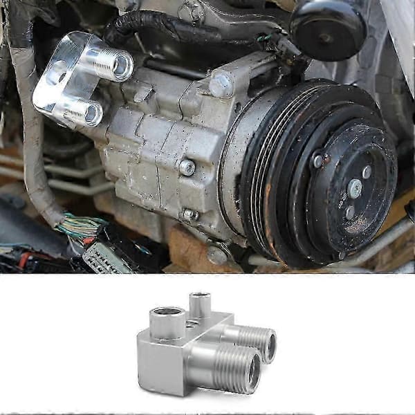 För LSX LS3 Motorbyte Konvertering A/C Ledningskompressoradapterkoppling, AC Kompressor Aluminiumadap Silver