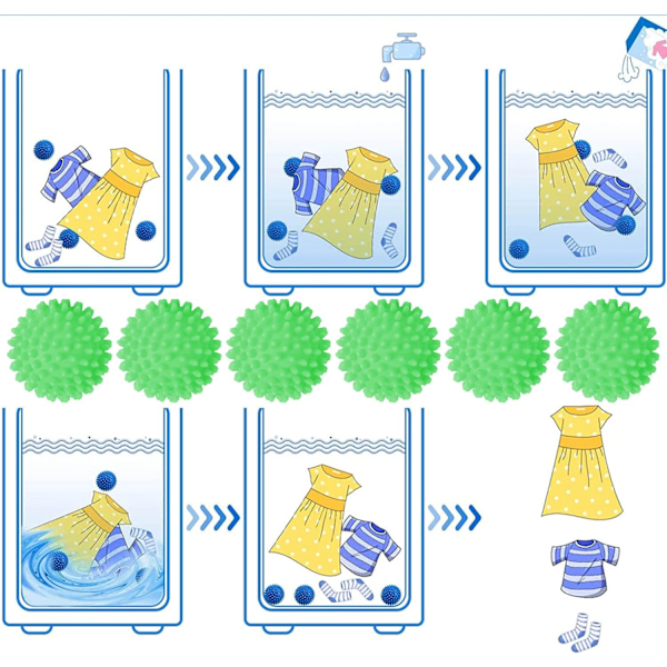 6 st Torktumlarebollar Återanvändbara Torktumlare Bollreducerar Rynkor och Statisk Laddning, Grön