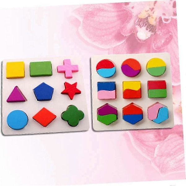 Bamboo Geometry Puzzle Boards - 2-Piece Set for Shape Recognition and Learning