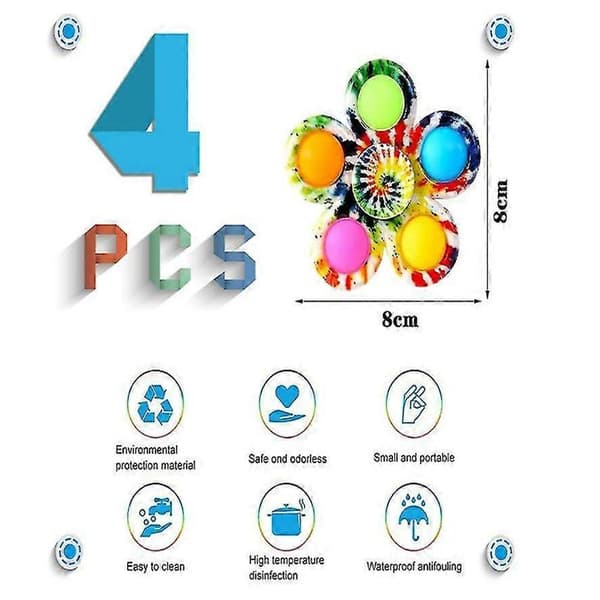 4 STK Fidget Legetøjssæt, Sensorisk Legetøj, Fidget Sensorisk Legetøjssæt, Anti-Stress Legetøjssæt, Push Pop Bubble Sæt, Angstlindrende Legetøj (Rød)