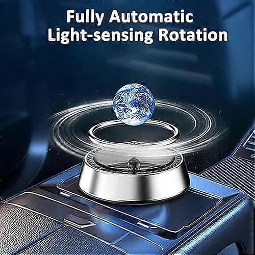 Solcelledrevet billuftfrisker, automatisk roterende flytende planet aromaterapi diffuser Black Earth