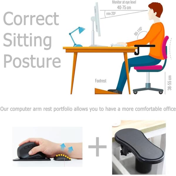 Ergonomisk armlæn til skrivebord, håndledsstøtte til tastatur, musemåtte, pude med memory foam håndledsstøtte til computer, bærbar computer, arbejde, gaming