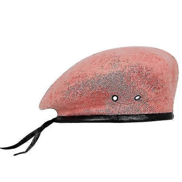 Ull Beret Militær Lue for Utendørs Vintervarme Rosa