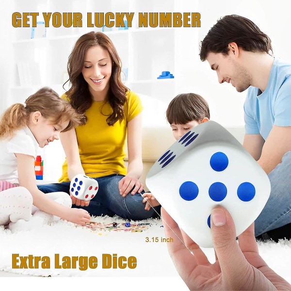 Stor tärningsstressboll, 3,1 tum skumtärning Squishies leksaker för brädspel för barn, för att få dina turnummer Game Dice