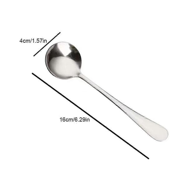 Rund skje i rustfritt stål, suppeskje, dessertskje silver one size