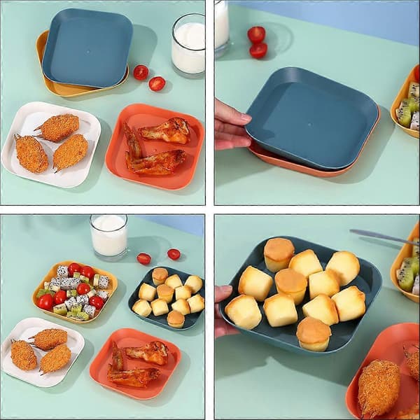 Assorterte farger oppbevaringstallerkener for servering av snacks, 12-pakning