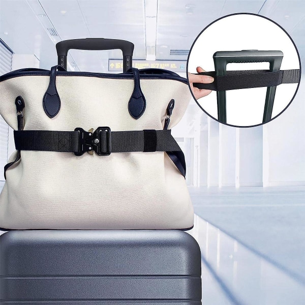Reisebelte for bagasje - Stilig og justerbart Legg til en bag Bagasjestropp for bag - Flyplassreiser for kvinner og menn black