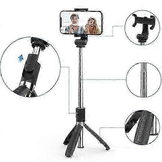 Bluetooth Selfie Stick Tripod Udtrækkelig Stang Smartphoneholder