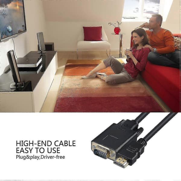 VGA til HDMI-adapterkabel Skærm D-Sub til HDMI-konverter 15-benet til HDMI-adapter Han til VGA Han Tilslutningskabel Transmitter