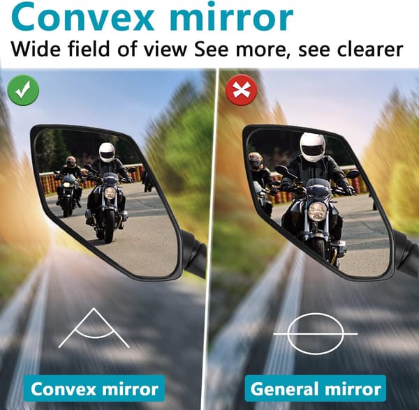 Motorsykkelspeil, par universelle bakspeil, passerende