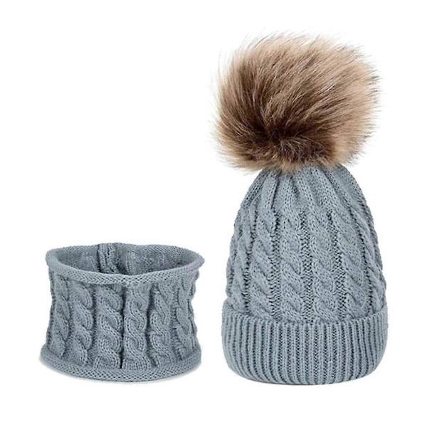 Luer for gutter og jenter, strikket lue Gray