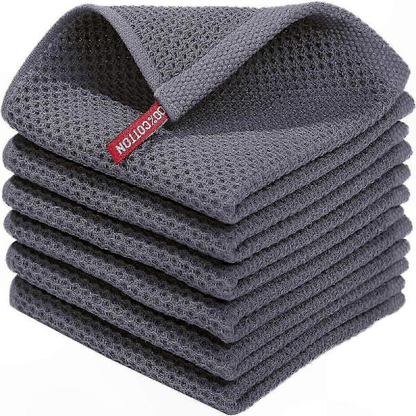 Sæt med 6 bløde og absorberende køkkenhåndklæder, holdbare rengøringsklude til hverdagsbrug Dark gray 34*73cm