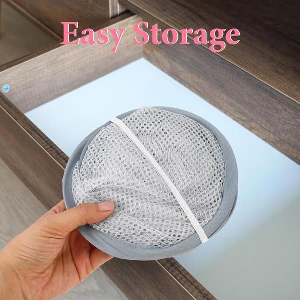 Foldable Laundry Basket 29.5x40cm Mesh Wide Opening Breathable Storage Bag With Adhesive Hook Grey