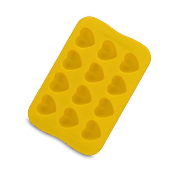 til Isterningebakker Silikone Hjerteformede 12-Rum Chokoladeforme Fleksibel Bageform Madfest budding Sæbe Fondant Heart-Shaped/Yellow