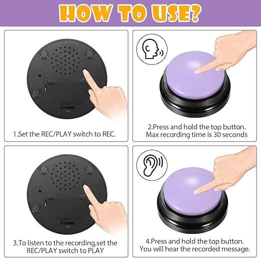 Dog Training Communication Button, Voice Recording Up to 30 Seconds Yellow