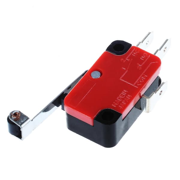 4X Mini Endestop Lang Hængsel Rullearm SPDT Snap Action LOT - Rød og Sort Red&black