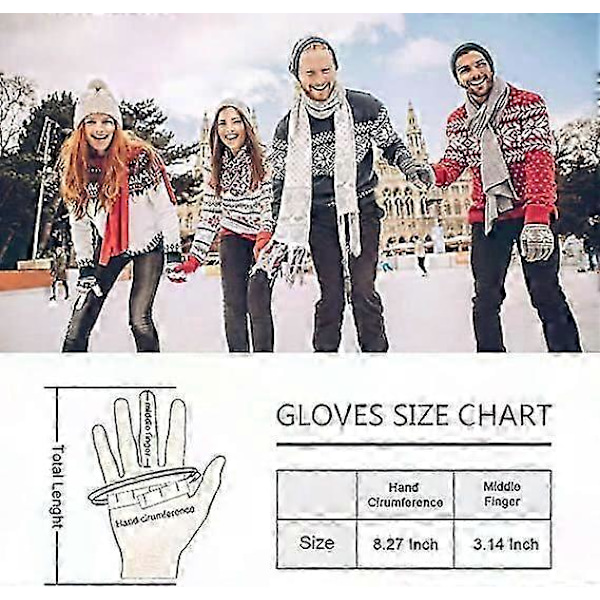 Touchscreen-handsker til kvinder med sneblomsterprint - 1 par til vintervarme