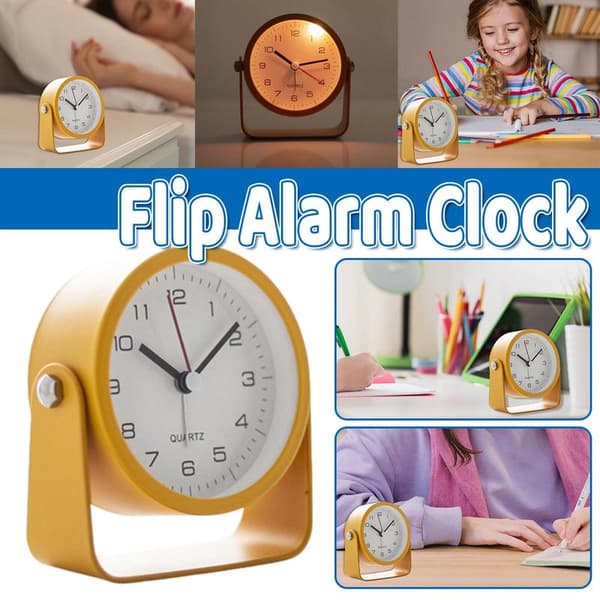 Silent Reversible Small Desk Alarm Clock with Night Light Battery Operated Durable