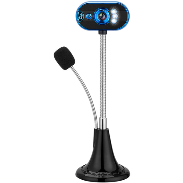 Webbkamera med mikrofon LED HD USB Video Webbkamera för stationär bärbar dator Gaming Konferensmodell: Blue 54