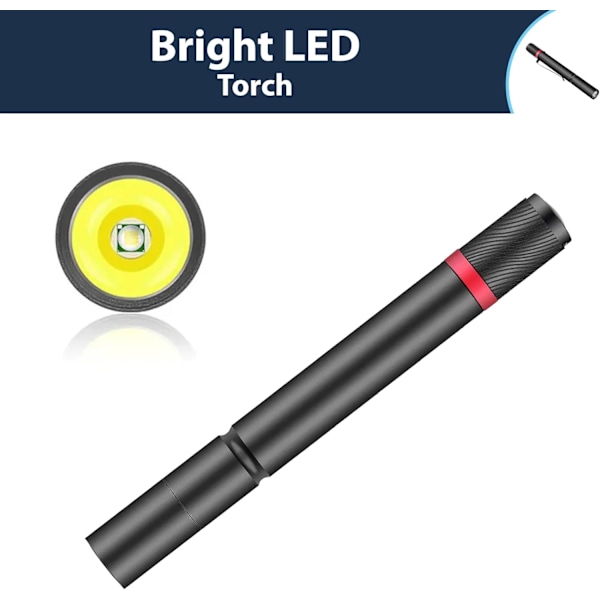 LED-lommelykt batteridrevet – Super Bright Torch håndbatteri lommelykt lommelykter batteridrevet lommelykt – Batterilommelykt Flash(batterier ikke inkludert)