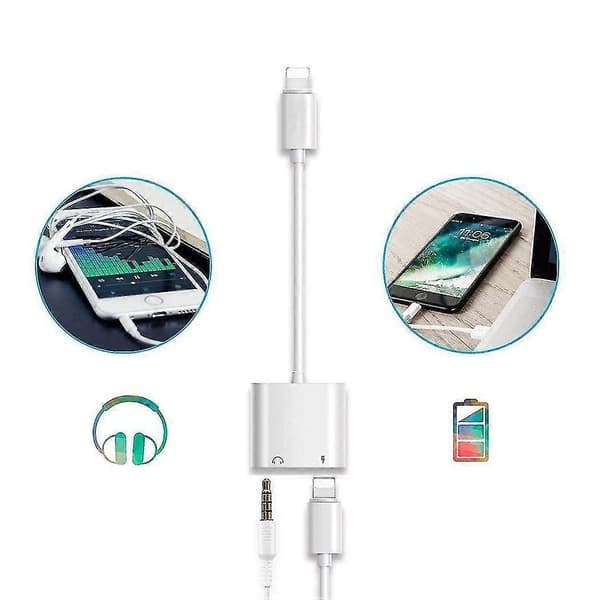 hovedtelefon (2 i 1) adapter til iPhone til 3,5 mm jack aux lydadapterkabel til iPhone A