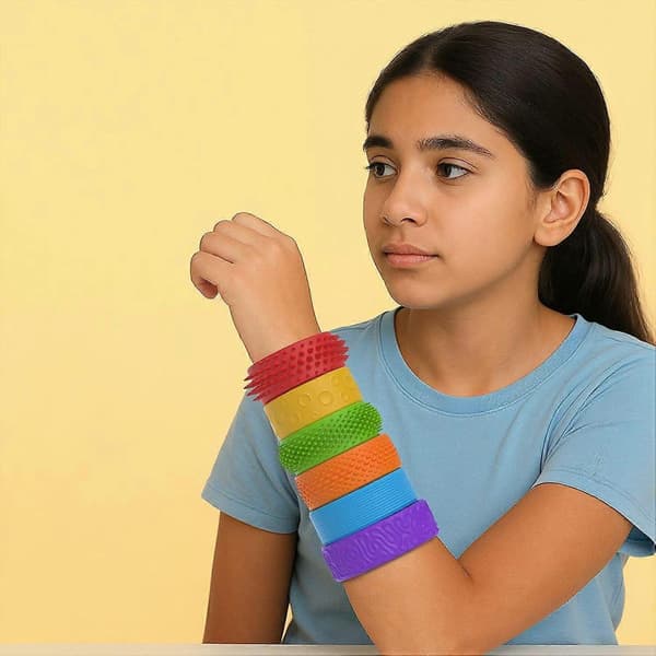 Fidget Legetøj Slap Armbånd Tekstureret Silikone Sensorisk Legetøj til Børn Autisme Beroligende Sensorisk Legetøj til Særlige Behov Fidgets 8pcs Stone