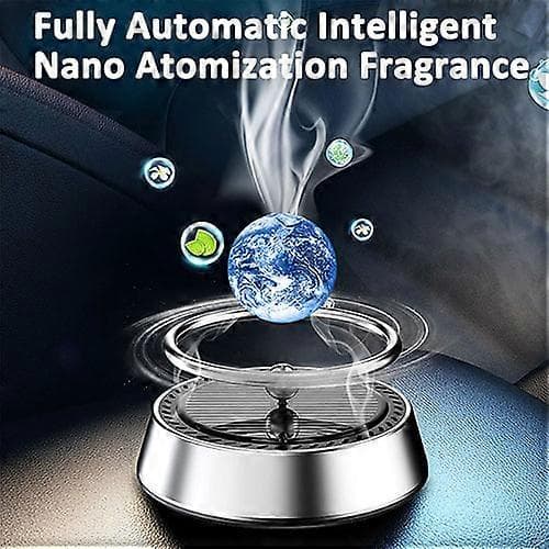 Soldrevet billuftfrisker, automatisk roterende flydende planet aromaterapi diffuser Silver Earth