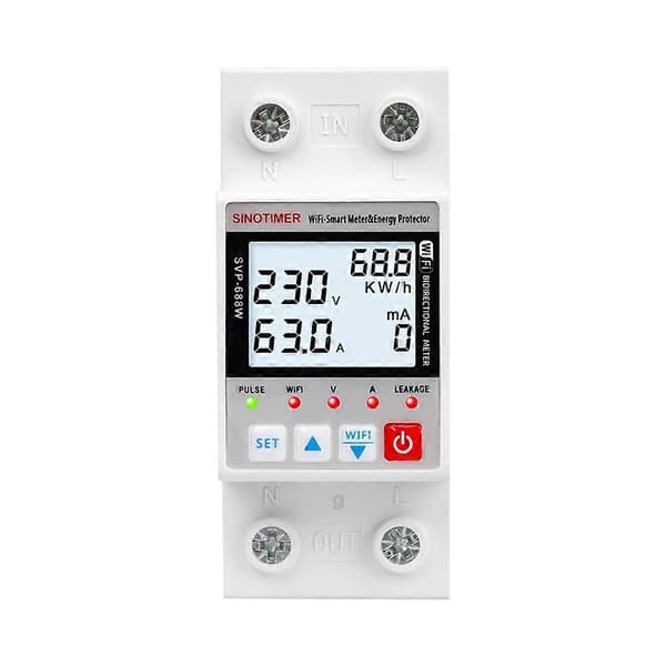 SINOTIMER TUYA 63A AC 220V WiFi Smart Jordfelsbrytare Över-/Underspänningsskydd Relä Energimätare kWh Switch Timer