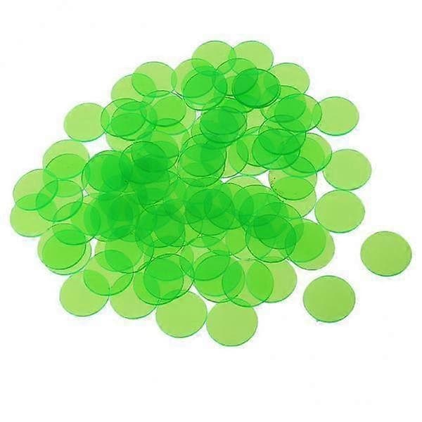 2x Professional Bingo Game Transparent Color Counters Plastic Pens Green