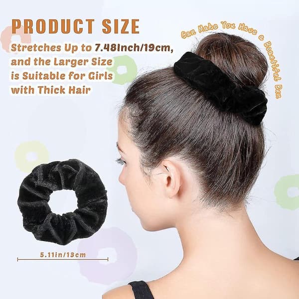 4 stk. Sorte Velour Scrunchies Elastiske Hårbånd Scrunchy Hårbånd Gave