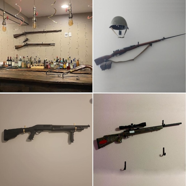 Guns Display för gevär, hagelgevär, Airsoft Guns Racks Väggmonterade gevärshängare Silver