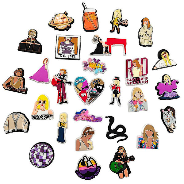 29 stk Taylor Swift Singer Series Sko Charms Kompatibel med Crocs Clog Sandaler Dekorasjon Strandfest Skotilbehør Gaver